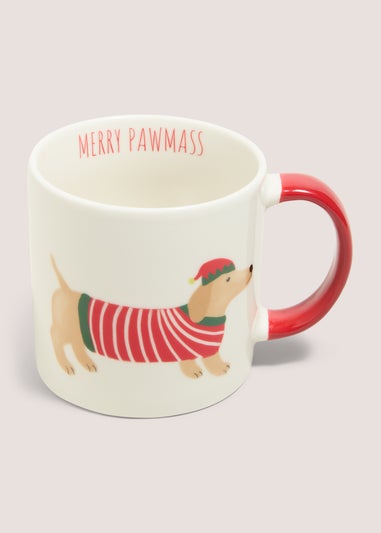 Cream Christmas Dog Mug