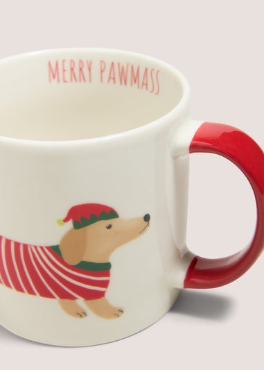 Cream Christmas Dog Mug