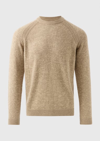 Ecru Knitted Twist Crew Neck Jumper