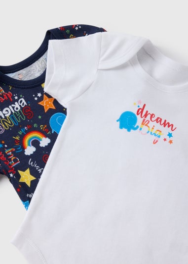 Alder Hey 2 Pack Baby White & Navy Bodysuits (Newborn-23mths)