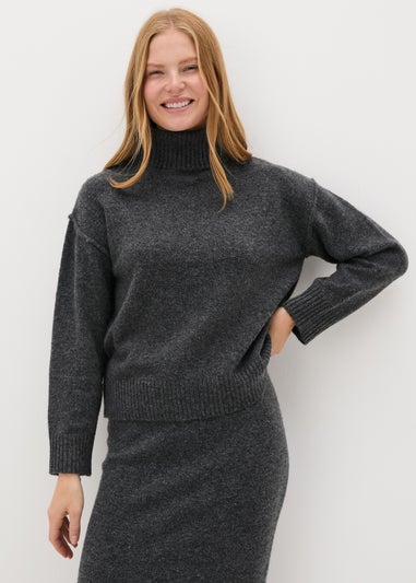 Charcoal Roll Neck Jumper