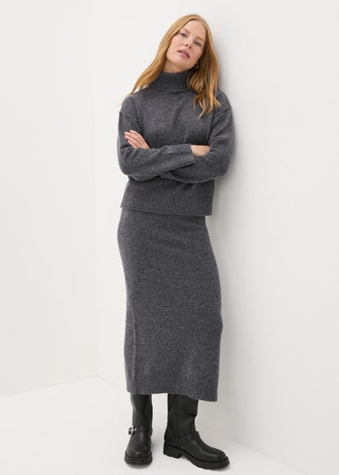 Charcoal Co-Ord Knitted Skirt