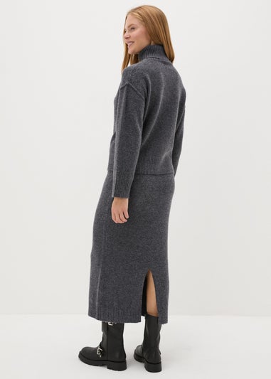 Charcoal Co-Ord Knitted Skirt