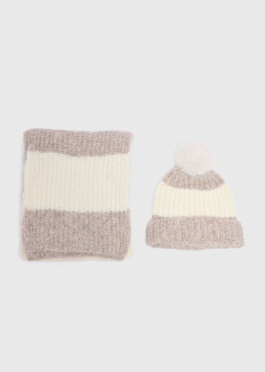 2 Piece Oatmeal Hat & Scarf Gift Set