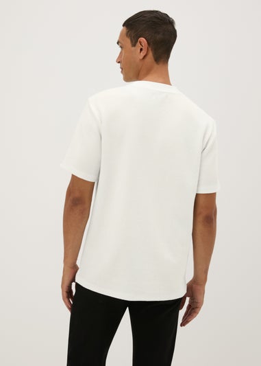 Ecru Textured Ribbed T-Shirt