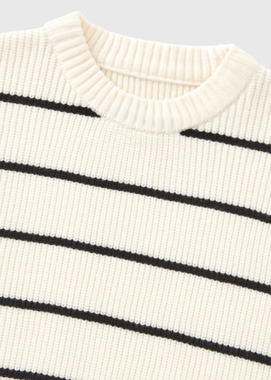 Girls Cream Striped Cable Knit Jumper (7-15yrs)