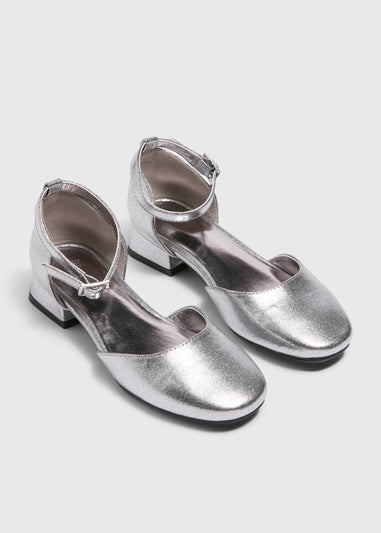 Girls Silver Heeled Party Shoes (Younger 10-2)