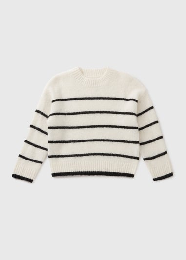 Girls Cream Striped Knit Jumper (1-7yrs)