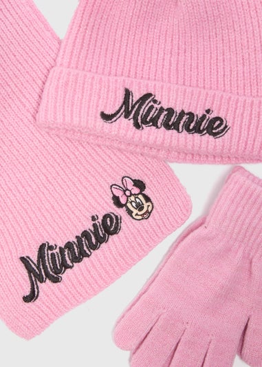 Disney 3 Piece Girls Pink Hat, Scarf & Gloves Set (3-10yrs)