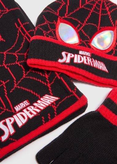 3 Pack Marvel Kids Black Spiderman Hat Set (3-10yrs)