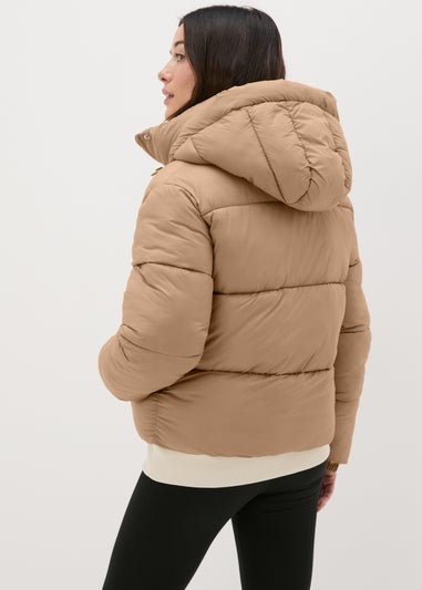 Camel Padded Cropped Coat