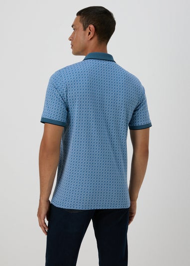 Teal Patterned Polo Shirt