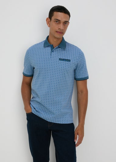 Teal Patterned Polo Shirt