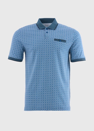 Teal Patterned Polo Shirt