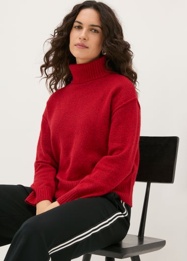 Red Roll Neck Jumper