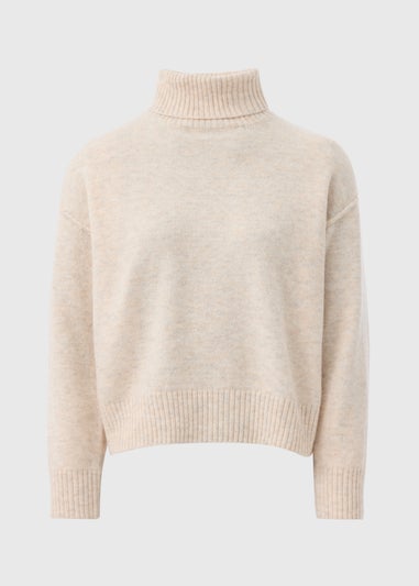 Beige Roll Neck Jumper