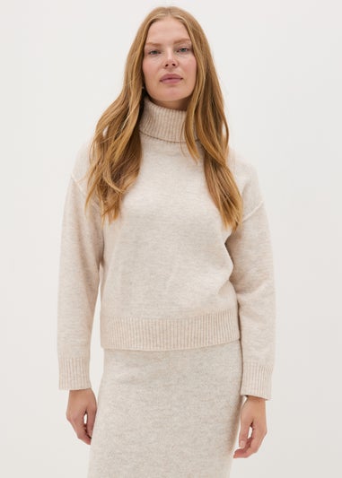 Beige Roll Neck Jumper