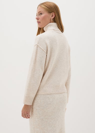 Beige Roll Neck Jumper