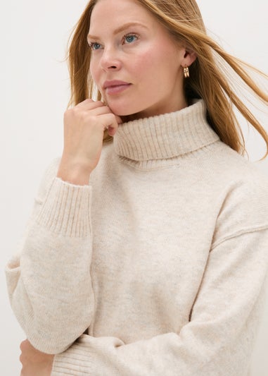 Beige Roll Neck Jumper