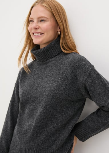 Charcoal Roll Neck Jumper