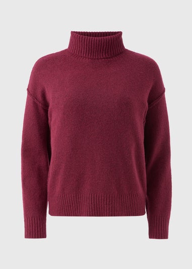 Burgundy Roll Neck Jumper