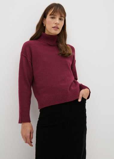 Burgundy Roll Neck Jumper