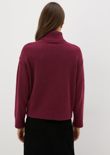 Burgundy Roll Neck Jumper