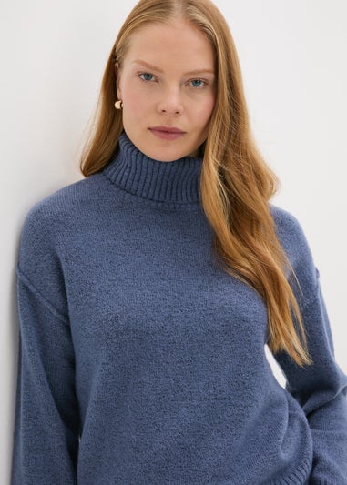 Blue Roll Neck Jumper