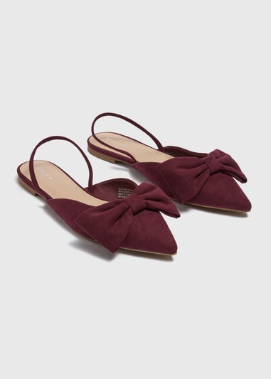 Burgundy Bow Point Slingback Flats