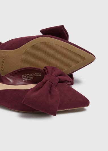 Burgundy Bow Point Slingback Flats