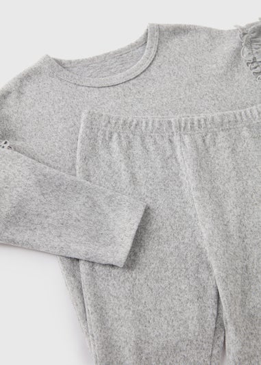 Girls Grey Frill Top & Flared Leggings Set (1-7yrs)