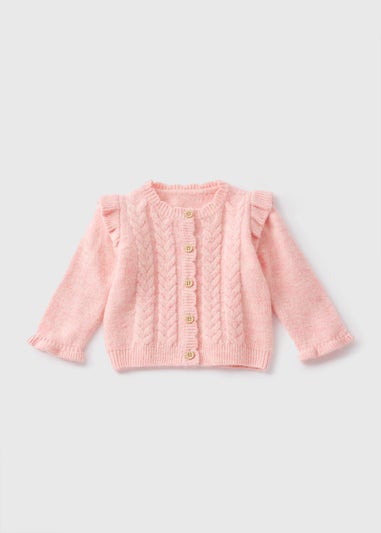 Girls Pink Cable Knit Cardigan (Newborn-23mths)