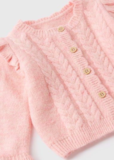 Girls Pink Cable Knit Cardigan (Newborn-23mths)