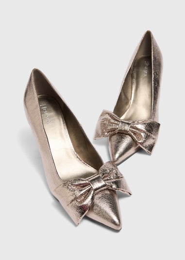 Gold Bow Point Toe Heels