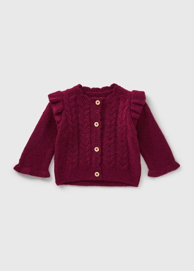 Baby Burgundy Knitted Cardigan (Newborn-23mths)