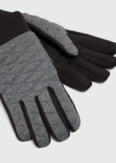 Grey Diamond Padded Gloves