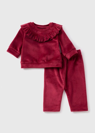 Baby Red Velour Top & Trouser Set (Newborn-23mths)