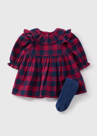 Baby Navy Check Dress & Tights (Newborn-23mths)