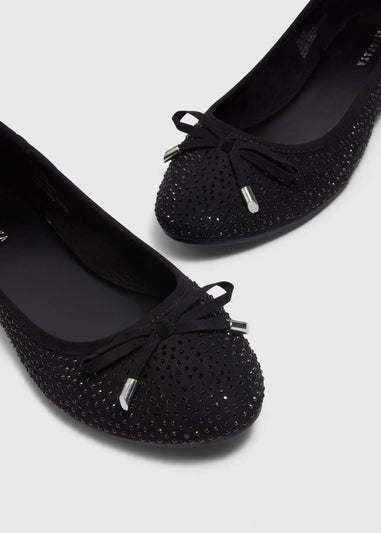 Black Diamante Ballet Flats