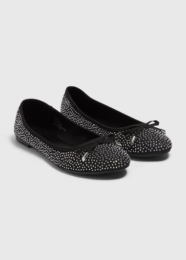 Black Diamante Ballet Flats