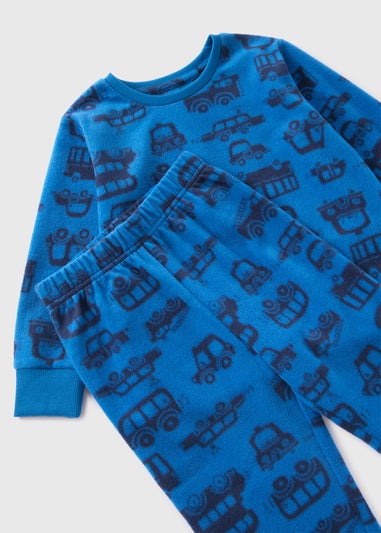 Boys Blue Transport Fleece Pyjama Set (1-7yrs)