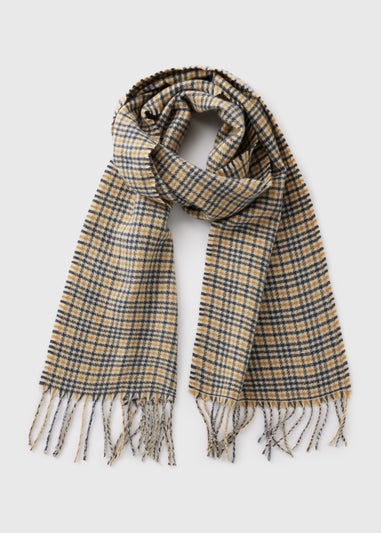 Mustard Check Woven Scarf