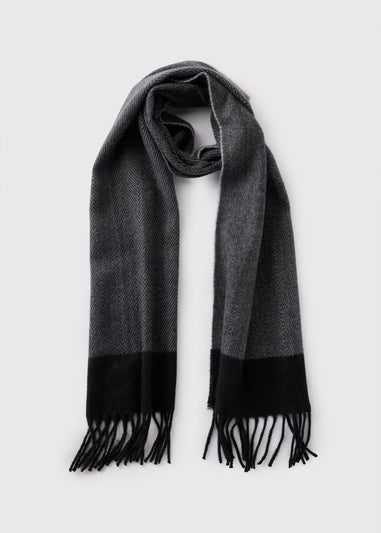 Grey Herringbone Woven Scarf