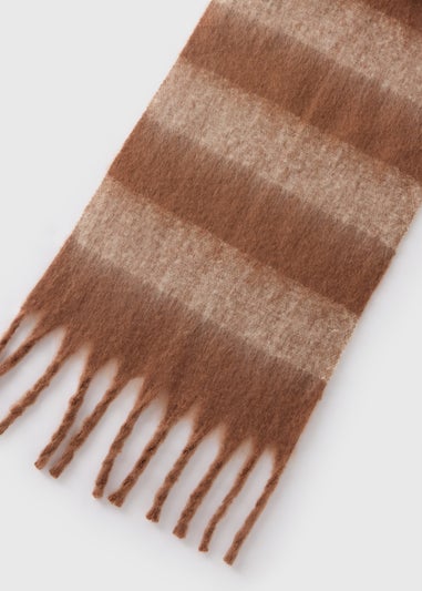 Brown Stripe Brushed Scarf