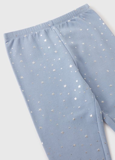 Girls Blue Glitter Star Leggings (1-7yrs)