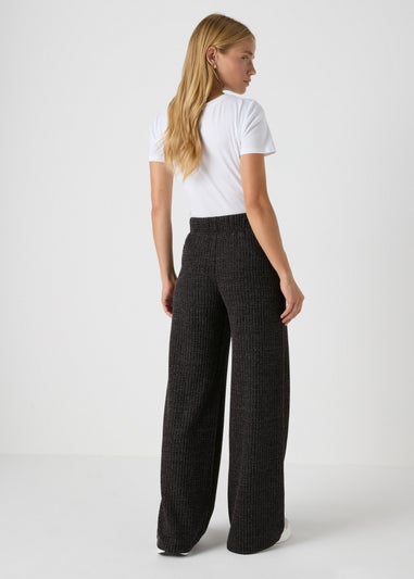 Charcoal Sparkle Ribbed Wide Leg Trousers