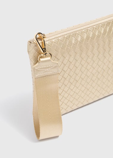 Gold Weave Detail Wristlet Clutch