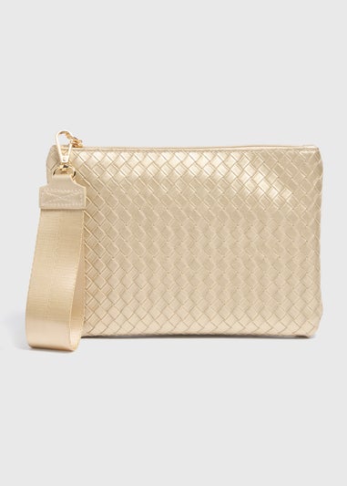 Gold Weave Detail Wristlet Clutch