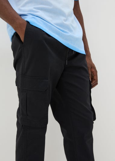 Black Cuffed Cargo Trousers