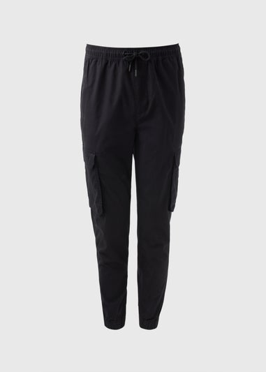 Black Cuffed Cargo Trousers